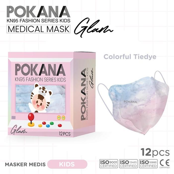 Gambar POKANA - Masker Anak KN95 6 Ply Earloop GLAM Series | Surgical Mask - COLORFUL TIEDYE dari INTI MEDIKA STORE undefined Tokopedia