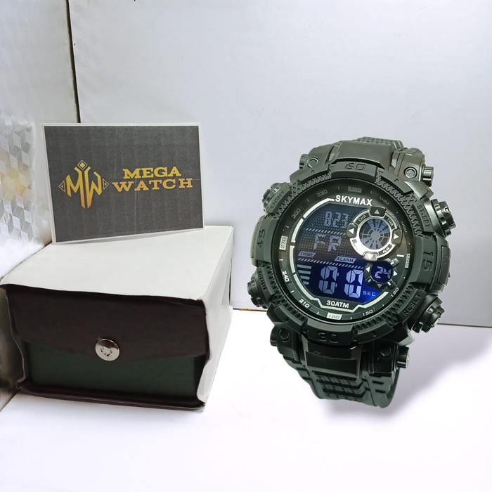 Gambar TERBARU Jam Tangan Pria Digital Sporty Original SKYMAX 2228G Strap Rubber Tahan Air COD - Hitam dari MegaWatch undefined Tokopedia