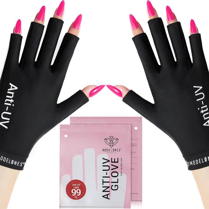 Gambar modelones UV Gloves for Nails, Professional UPF99+ UV Protection Gloves for Gel Manicures, Fingerless UV Light DarkDark Hand Gloves for Gel Nails, Anti UV Gloves for Gel Nail Lamp, Protect Your Skin from UV Harm - Modelones Hitam dari Modelones ID undefined Tokopedia