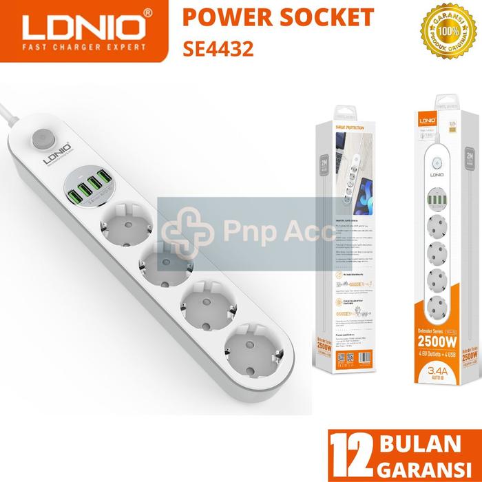 Gambar LDNIO Stop Kontak SE4432 Colokan Listrik USB Fast Charging 4 Lubang Socket Universal 4 USB Plug PD QC dari PnP ACC undefined Tokopedia