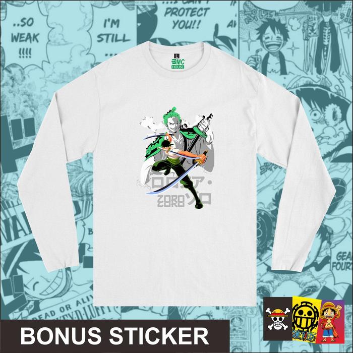 Gambar Kaos Roronoa Zoro One Piece Anime Manga Jepang Lengan Panjang - Putih, S dari DMC House Durio Merch undefined Tokopedia