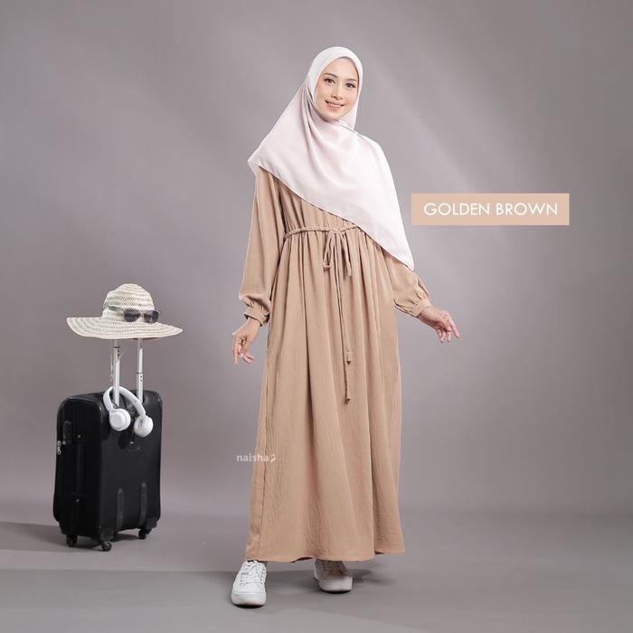 Gambar Naisha Official Gamis Crinkle Travelling Hayfa 2 in 1 Dress Vest Crinkle Busui dan Wudhu Friendly Busana Muslim Remaja dan Dewasa Airflow Brown Wanita Syari Maxi Midi Rayon Katun - Goldenbrown, XL dari Naisha undefined Tokopedia