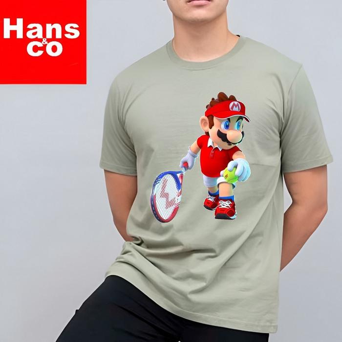 Gambar Kaos Pria Premium Motif Mario Bros Tenis Animasi 3Dimensi Tshirt Oblong Laki Hc0117 By hans & co Katun Santai Crew Neck V-Neck Slim-fitting Polos Bunga Setrip Hitam Putih Baju Combed Panjang Printing - sage, M dari Hans & co undefined Tokopedia