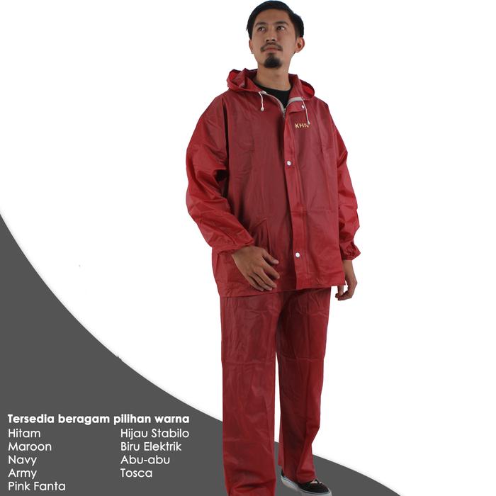 Gambar Jas Hujan Setelan Baju dan Celana KHN Pria dan Wanita Sealing Press Biru Merah Hijau - Marun, Remaja dari KHN Store undefined Tokopedia