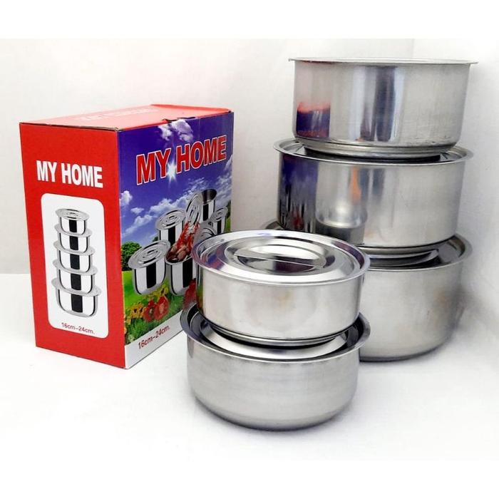 Gambar (MY HOME) PANCI BERANAK 5 SUSUN MY HOME ALAT MASAK PANCI STAINLESS STEEL 5 SUSUN - PANCI ISI 5 MY HOME dari rumput.project undefined Tokopedia