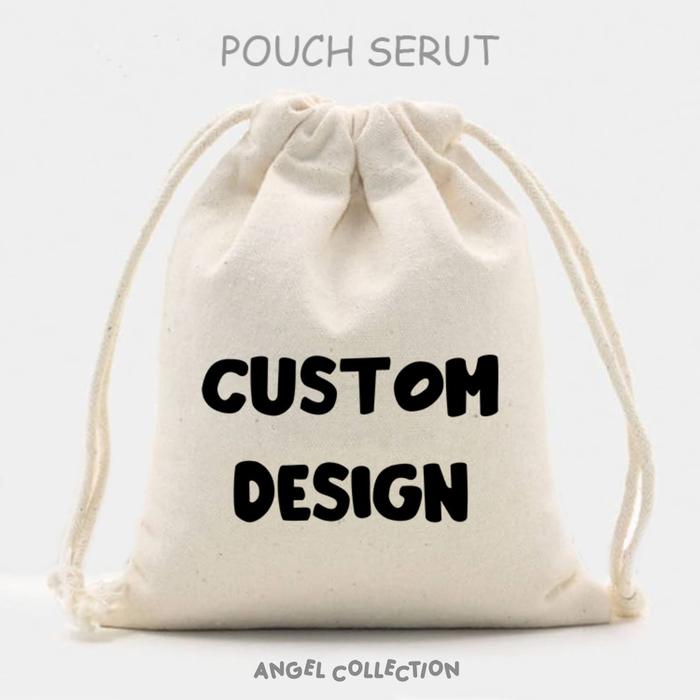 Gambar Pouch Serut Kanvas Tebal Premium Custom Satuan Lusinan Murah - 1 Sisi, 15 cm x 20 cm (S) dari Angel Collection Bag undefined Tokopedia