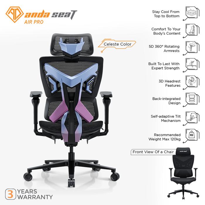 Gambar ANDASEAT X-Air Pro Ergonomic Mesh Office Chair with 5D 360° rotating armrests Headrest 3D Kursi Gaming Chair Kursi Office Ergonomic - X-Air PRO Series - CELESTE dari AndaseaT Indonesia Kota Administrasi Jakarta Utara Tokopedia