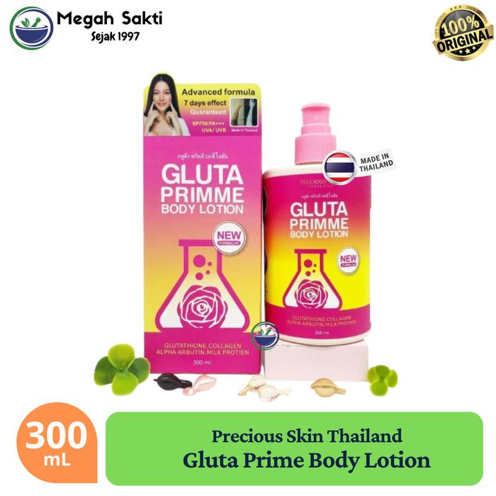 Gambar Gluta Prime Body Lotion dari  Precious Skin Thailand | Lotion Whitening Pemutih Badan 300 mL dari Megah Sakti Pharmacy undefined Tokopedia