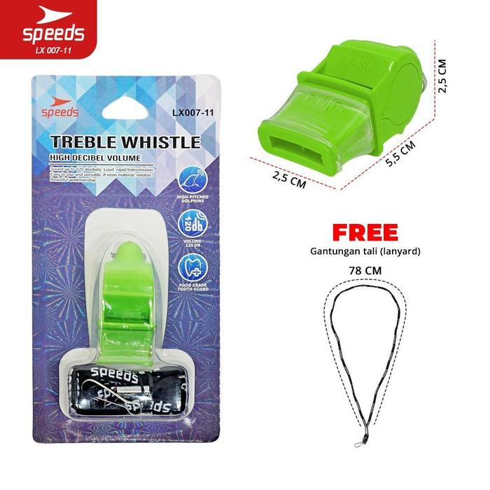 Gambar SPEEDS Peluit Wasit Pluit Treble Alat Whistle 120db Olahraga Periwitan Sport Bola Outdoor + Lanyard Ball 007-11 - 11 HIJAU dari Calary Toys undefined Tokopedia