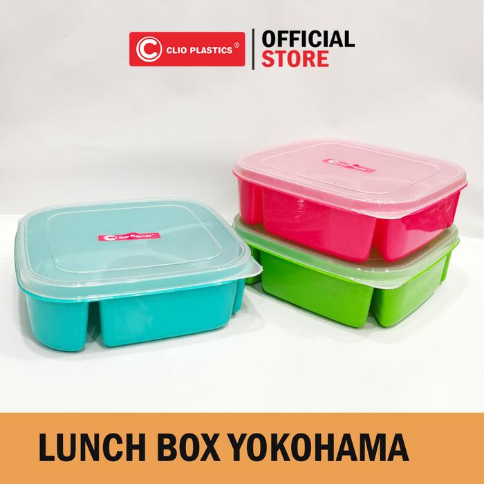 Gambar grosir lusinan lunch box clio / tempat bekal plastik bahan PP / kotak makan free sendok - 6 PCS BIRU, BUBBLE dari Clio Plastics undefined Tokopedia