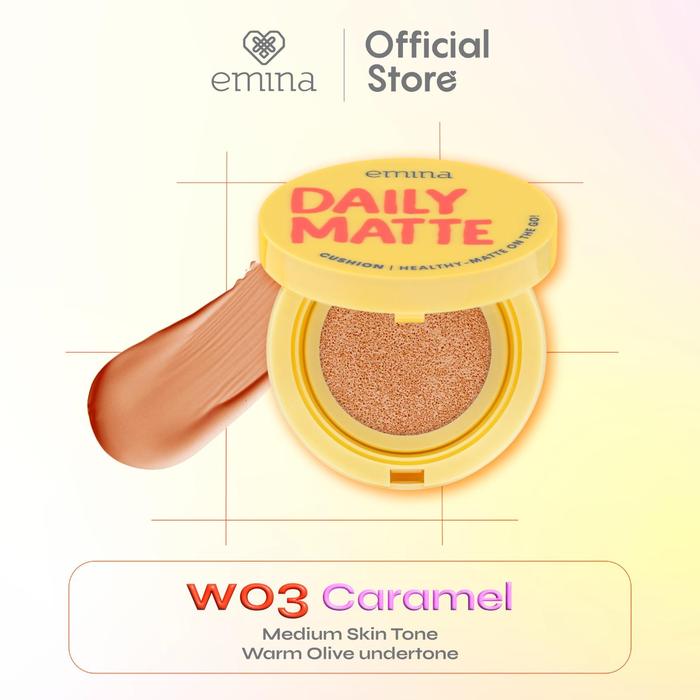 Gambar Emina Daily Matte Cushion 15g - Cushion Healthy Matte Oil Control Lasting 8 Jam, Anti Kering - W03 Caramel dari eminacosmetics undefined Tokopedia