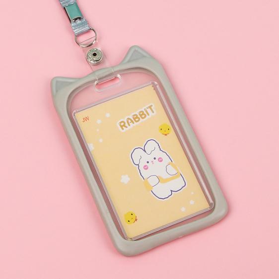 Gambar BISA COD 5770 Name Tag Lanyard Gantungan Kartu Motif Kuping / Id Card Holder Akses MRT Busway E-Money Bentuk Karakter Warna Pastel - Cat Abu dari OS HOME undefined Tokopedia
