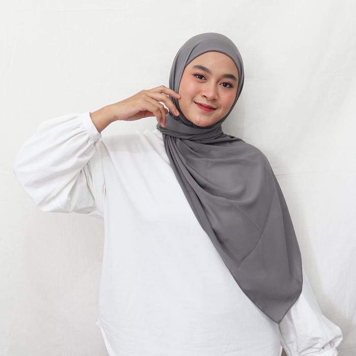 Maribel Hijab Pashmina Instan Inner 2in1 Dark Grey