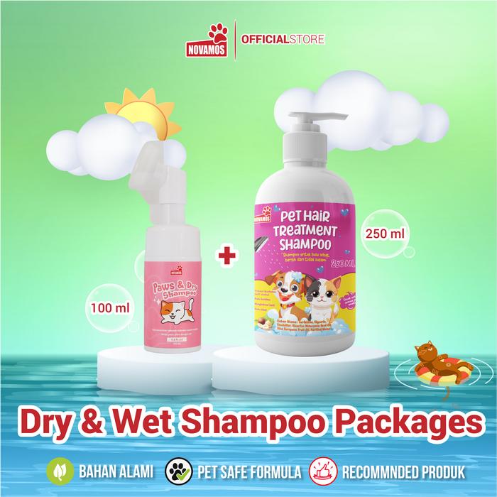 Gambar Paket Perawatan Shampoo Bulu Kucing dan Anjing Terbaik ( Novamos Pet Hair Treatment Shampoo 250 ML dan Novamos Paws Dry Shampoo 100 ML) - Novamos Shampoo Pelebat Bulu Kucing dan Anjing Lebih Berkilau, Cegah Bulu Rontok, Kusam, Kering dan Kusut - Paket Perawatan Shampoo Bulu Kucing & Anjing dari Novamos Official Store undefined Tokopedia