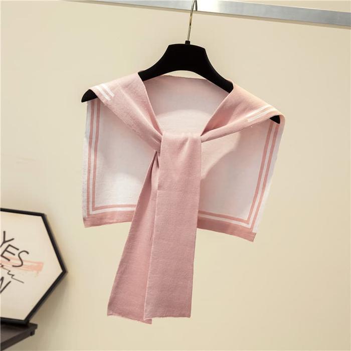 Gambar Fake collar Aksesoris baju syal bahu syal kerah rajut korea import syal leher - Pink dari Chrisant Shop undefined Tokopedia