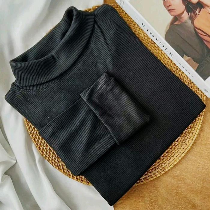 Gambar Turtleneck rajut rib knit wanita lengan panjang Hitam Putih Nyaman Tangan Knitwear Atasan Sweater Baju Top - HITAM, M untuk BB 40-50kg dari WAREHOUSE.LYRIC undefined Tokopedia