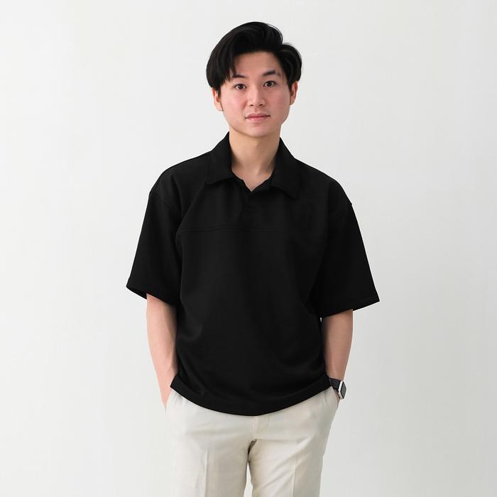 Gambar SANVANINA Camden Boxy Polo Shirt | Kaos Polo Scuba Kerah | Polo Shirt Boxy Fit Cutting PC-16 - Midnight Black, M dari Sanvanina undefined Tokopedia