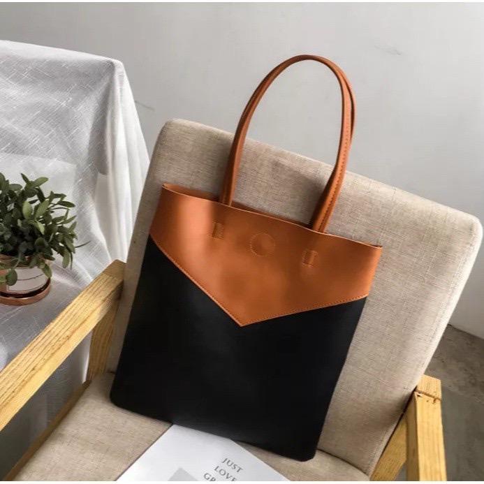 Gambar Tote Bag wanita || Tas jinjing Wanita || Tas Ngampus [ muat laptop ] Tote Hitam - Coklat Hitam dari Alfaeyza Collection_NEW undefined Tokopedia