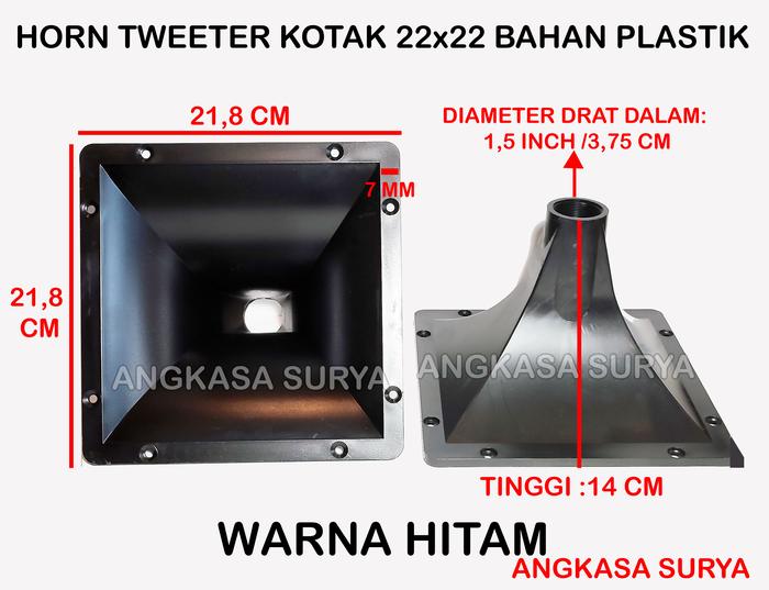 Gambar Horn Tweeter Plastik 22x22 Drat/ Corong ukuran 21,8x21,8x14cm Cat Hitam Bahan PVC ABS dari angkasasurya undefined Tokopedia