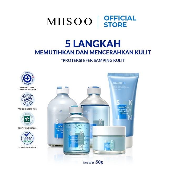 Gambar BIOAQUA Skincare Tranexamic Acid Oligopeptide Set Paket 5pcs Whitening Moisturizer Skincare With Cleanser/Toner/Serum/Cream - Tranexamic Oligopeptide Set dari MIISOO undefined Tokopedia