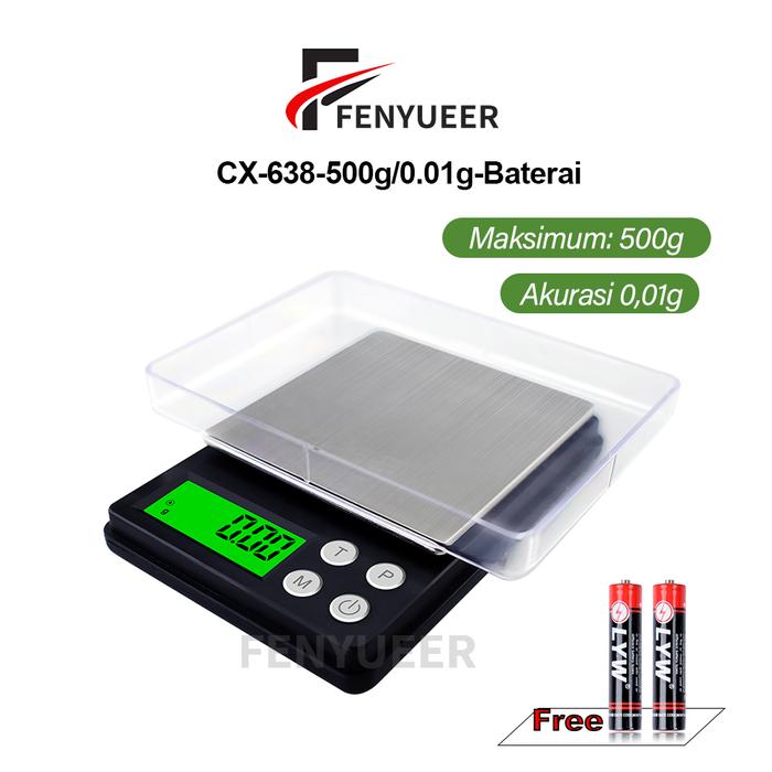 Gambar Fenyueer Timbangan Emas Mini Digital 500g/0.01g Perhiasan Saku Tingkat Presisi Tinggi - CX-638-500g/0.01g-Baterai dari Fenyueer Official Store Kab. Tangerang Tokopedia