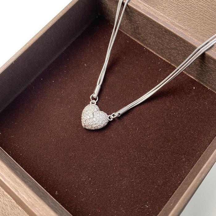 Gambar (BEBAS BELI 2 DAPAT BONUS) JOY JEWELRY K07 - Kalung Titanium Wanita Anti Karat Anti luntur dengan magnetic love Cinta korean style looks - Silver dari JoyJewelry undefined Tokopedia