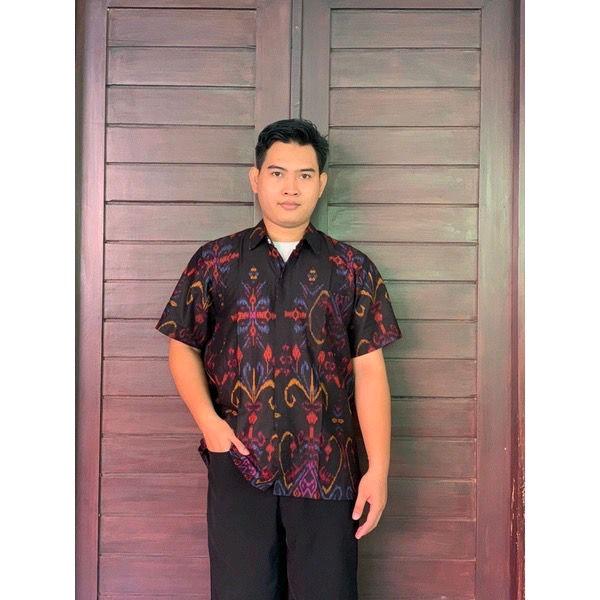 Gambar Kemeja Endek pria lengan pendek Nyaman - hitam, XL dari AKBSHOP undefined Tokopedia