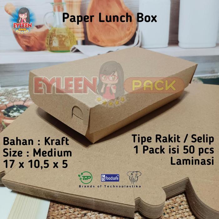 Gambar Lunch Box Kraft Medium 50 Pcs Model Rakit Kotak Makan Kertas Coklat dari Eyleen Pack undefined Tokopedia