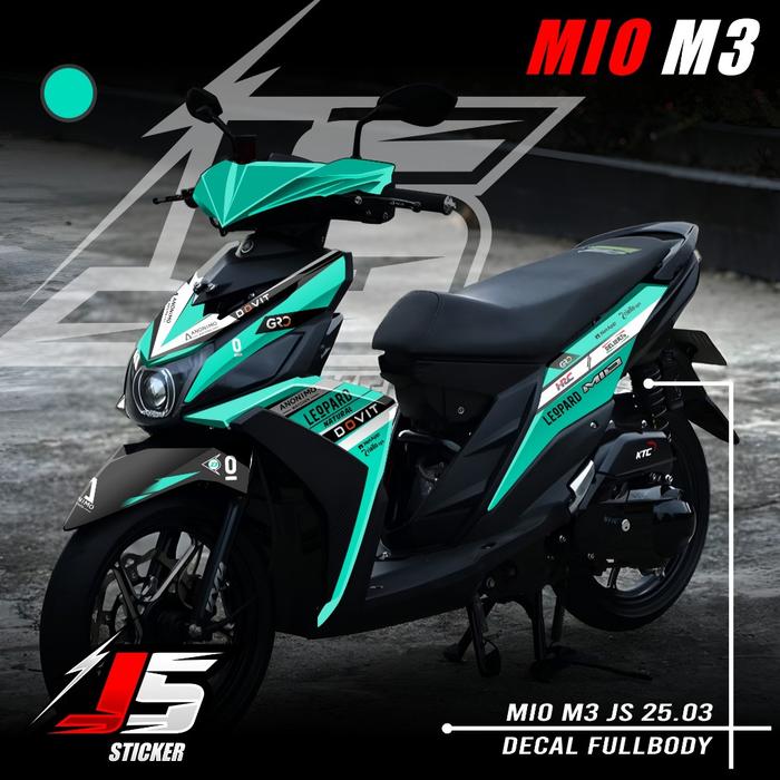 Gambar (COD) Decal Stiker Skotlet Variasi Motor Yamaha MIO M3 Fi 125i Fullbody  - Sticker Mio M3 Racing Modifikasi Terbaru Desain Leopard Simple Minimalis Viral JS 25.03 HIGH QUALITY - TOSCA, GLOSSY dari AMR STICKER undefined Tokopedia