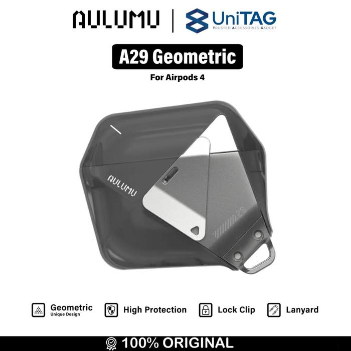 Gambar Case for Airpods 4 Aulumu A29 Geometric Lanyard Lock Protective Cover Hybrid Casing - Transculent Gray dari Aulumu Indonesia undefined Tokopedia