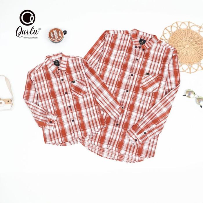 Gambar Qurlu - Kemeja KERAH FORMAL Ayah/Anak lengan PANJANG Motif Kotak (Fathan Series) (Bisa couple ayah anak) - Panjang, Teracotta, Anak, sz 2 dari QURLU undefined Tokopedia