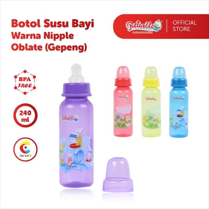 Gambar Reliable Botol Susu Bayi Warna Dot Gepeng Oblate - 250 ml - Biru, 250 ml dari ReIiable Baby undefined Tokopedia