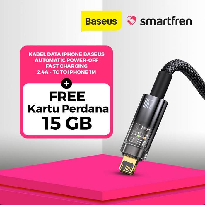 Gambar Baseus Kabel Data Iphone Type C to Lightning Automatic Power-Off - 1 Meter, Bonus 15GB dari Smartfren_NEW undefined Tokopedia