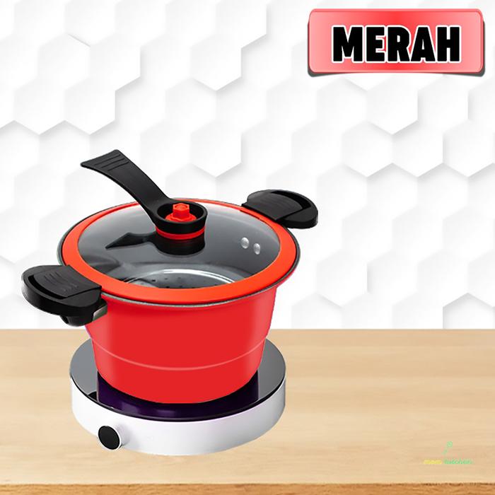 Gambar (MK) Panci Presto Kukus Kapasitas 3.5L Pressure Cooker Pot Steamer pan - Merah dari mom kitchen1688 undefined Tokopedia