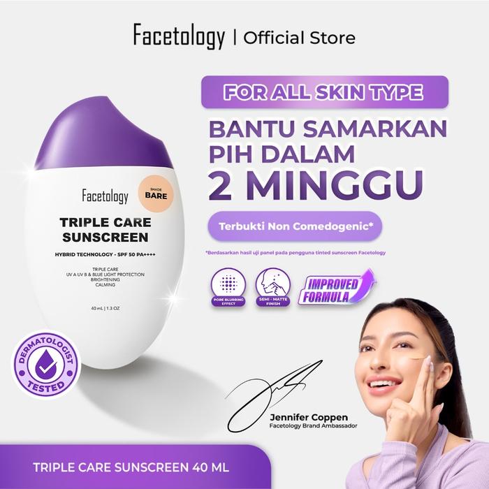 Gambar Facetology Triple Care Sunscreen Tinted SPF 50 PA++++ 40ML dari Skinfinity Mall undefined Tokopedia