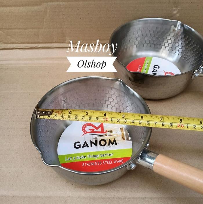 Gambar Panci Mie Stainless Gagang Kayu GANOM Tebal / Panci Rebus / Panci Susu - 16 cm dari sabqieolshop undefined Tokopedia