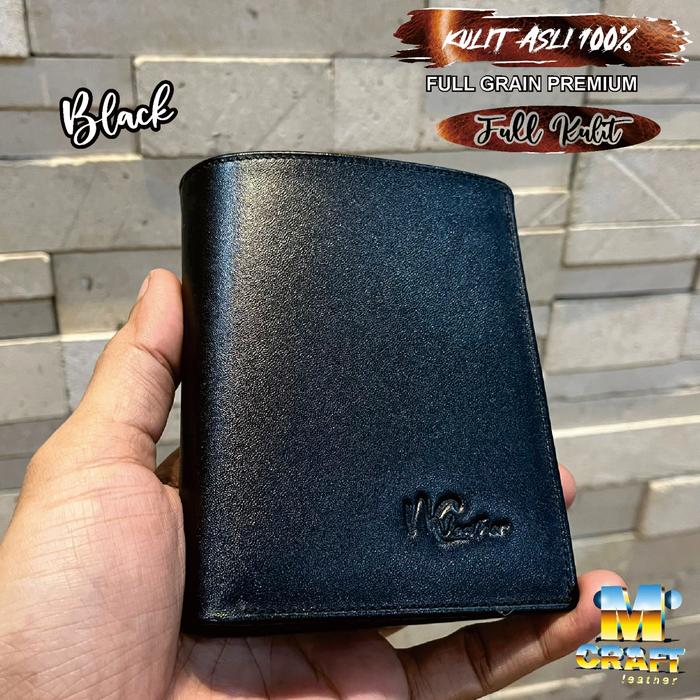 Gambar [Full Kulit] Dompet Kulit Sapi Asli Model Berdiri Jenis Full Grain / Dompet Berdiri Full Kulit Sapi Asli 100% PREMIUM - BLACK dari MayliaCrafts undefined Tokopedia