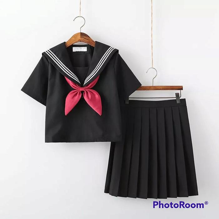 Gambar SEIFUKU UNIFORM / SERAGAM SEKOLAH JEPANG VER 2 - S, hitam, set lengan panjang dari tokokostum undefined Tokopedia