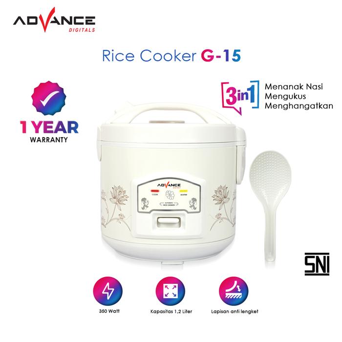 Gambar Rice Cooker Advance A12 1.2 Liter rice cooker kecil mini Penanak Nasi Serbaguna 3 in 1 Listrik Sendok - Putih dari Advance DIgitals Store undefined Tokopedia