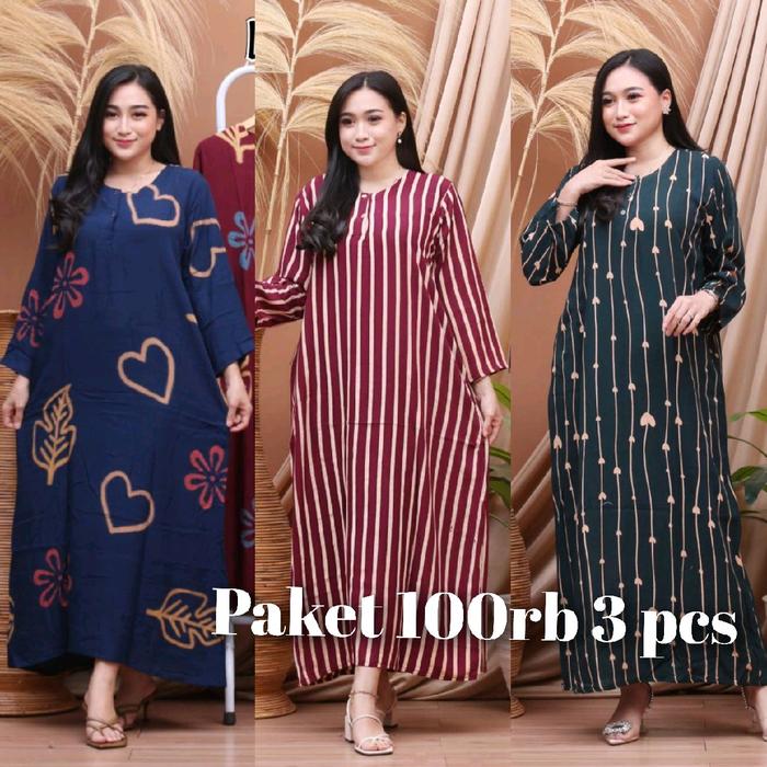 Gambar DASTER MUSLIMAH LENGAN PANJANG PAKET 100RB 3 Cantik Kancing dari Daster Mimi undefined Tokopedia
