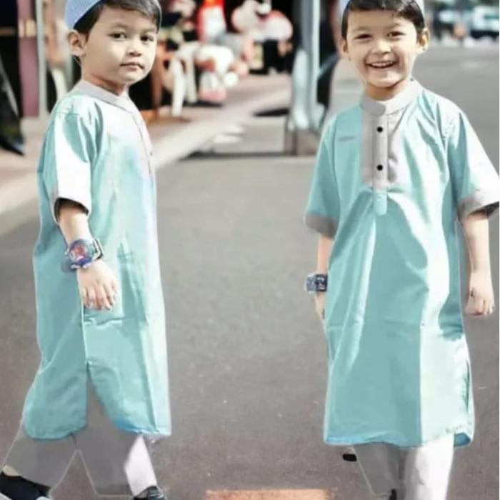 Gambar Setelan Baju Koko Anak Laki Set Baju Dan Celana Pakaian Baju Muslim Anak Laki Laki Umur 1-7 Tahun - Koko Jubah Hijau Abu, ( XL ) 5 THN dari Dewa Fashion Kids undefined Tokopedia