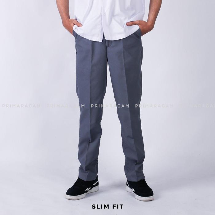 Gambar Primaragam Celana Sekolah Sma Abu Abu Pria Slimfit Pensil Regular Slim Fit Smk Osis - Slim Fit, 27, CELANA SAJA dari primaragam undefined Tokopedia