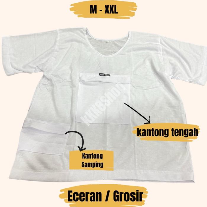 Gambar Baju Kaos Dalam Haji Umroh Pria Dewasa Lengan Pendek Kantong Resleting Lembut Dingin / Kaos Oblong Pria / Kaos Oblong Putih / Kaos Oblong Kantong Depan Resleting - M, Pria dari KKK8Shop undefined Tokopedia