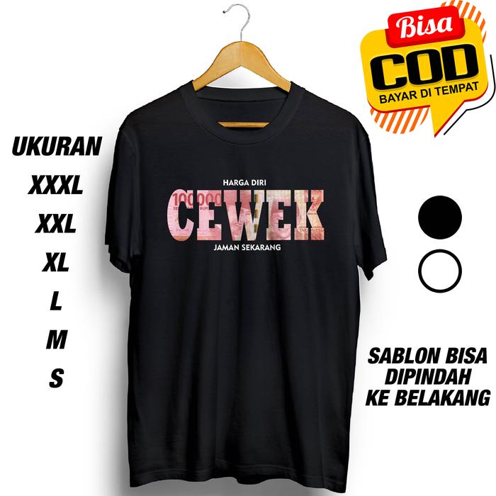Gambar KAOS HARGA CEWEK JAMAN SEKARANG BAJU DISTRO KATUN DISTRO 24S - HITAM, XXXL dari MochiDistro undefined Tokopedia