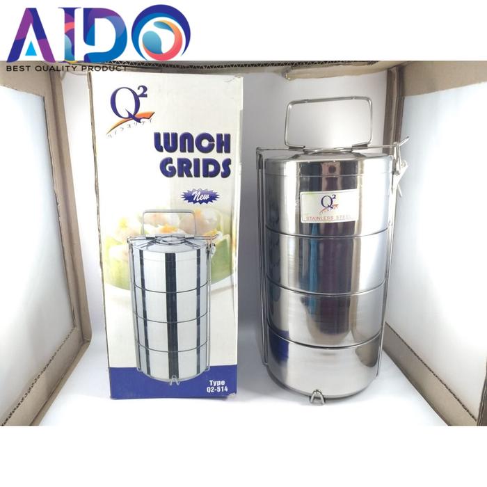 Gambar Rantang 4 susun stainless steel tahan panas / rantang piknik / Rantang 4 Susun Stainless Steel Warna Warni 524 8514 Kitchenware - 4 SUSUN SS TEBAL dari AIDO_NEW undefined Tokopedia