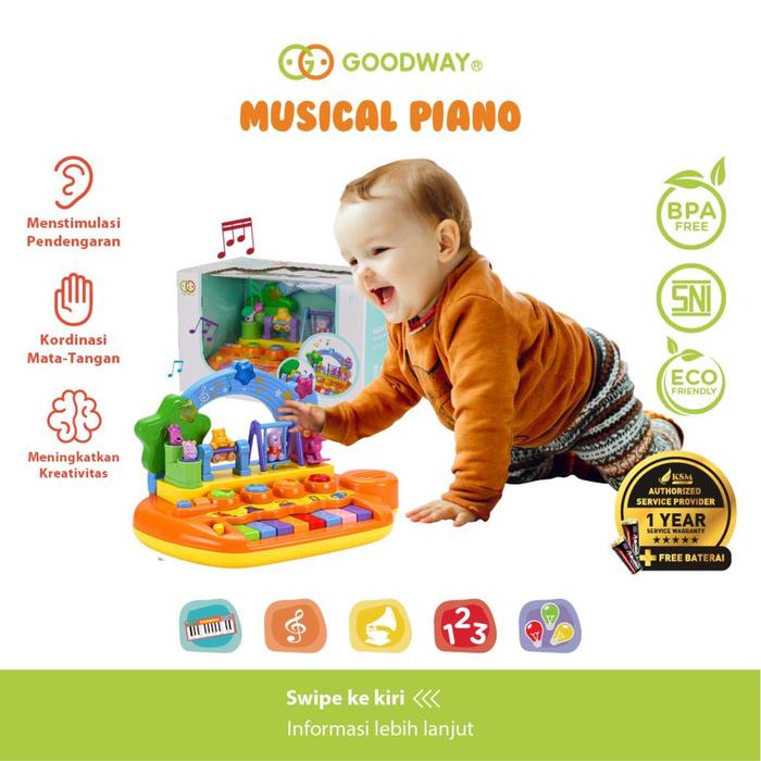 Gambar Goodway Musical Piano / Mainan Bayi / Mainan Edukasi Piano Mainan Anak / Mainan Musik Anak Lampu Bergerak Belajar dari babiesfirst.id undefined Tokopedia