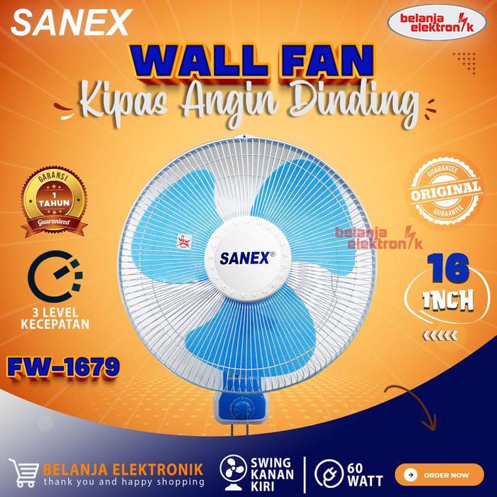 Gambar KIPAS ANGIN DINDING TEMBOK SANEX WALL FAN 16 INCH FW-1680 - SANEX-058-FW1680 dari Belanja Elektronik undefined Tokopedia