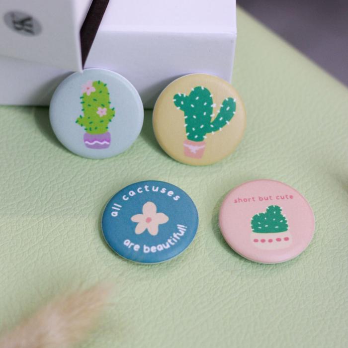 Gambar Himeku Pin Button Isi 4 - Aksesoris Hiasan Tas - Kaktus dari Himeku Indonesia undefined Tokopedia