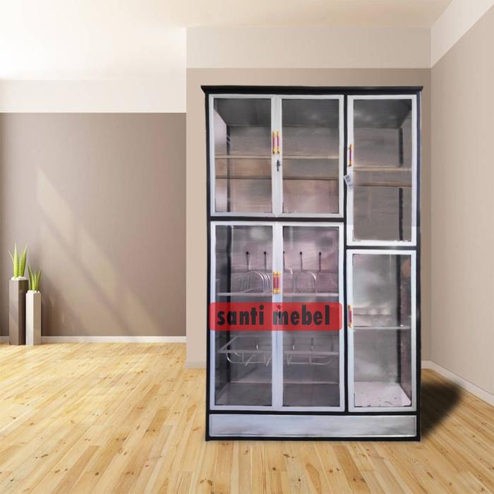 Gambar Lemari Dapur Rak Piring Aluminium 3 pintu Hit BKS Tebal dari santimebel undefined Tokopedia