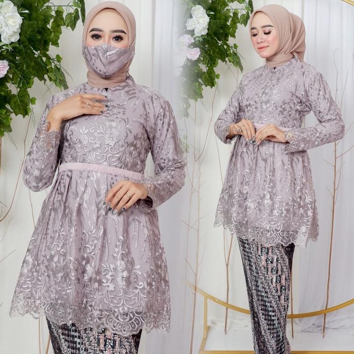 Gambar STELAN KEBAYA VIRAL (BISA COD) Setelan Kebaya Tunik Brokat Tile Realpict / Kebaya tunik tile tebaru - taro, M dari tahelty store undefined Tokopedia